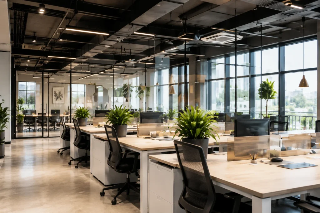 Interior de oficina reformada por empresa de reformas en Almería