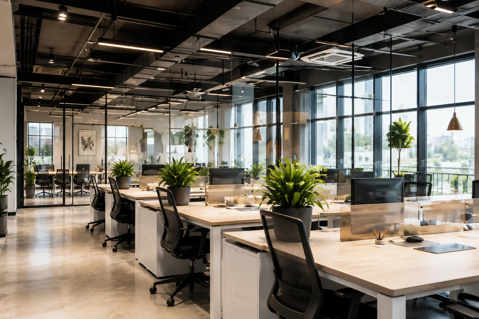 Interior de oficina reformada por empresa de reformas en Almería